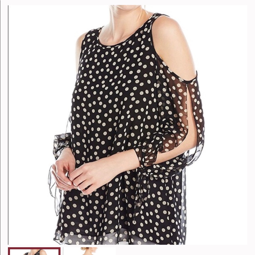 Cold shoulder rayon polka dots top